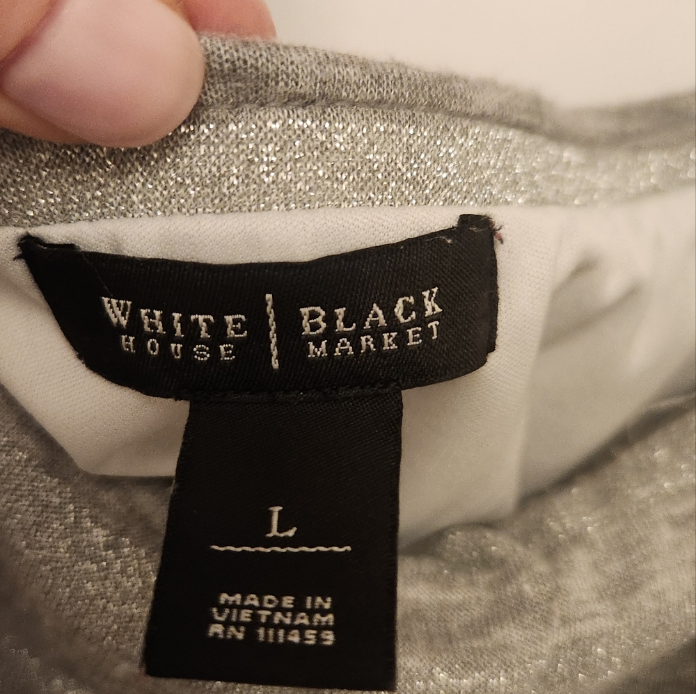 Whbm Strapless Silver Maxi Dress Large - image 3